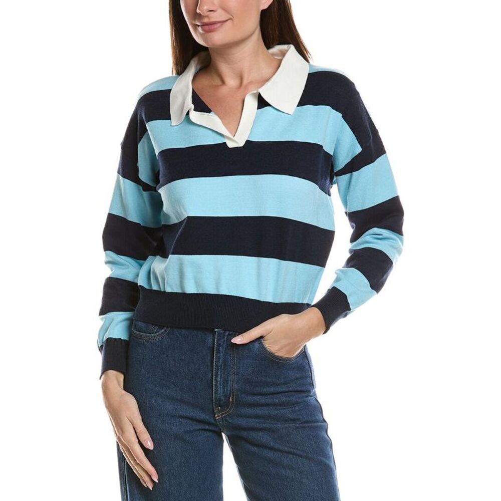 Colette Rose Womens  Polo Sweater, Blue